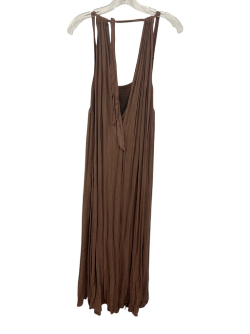 Free People Size Small Light Brown Rayon Sleeveless Gauze Smocked Cut Out Dress Light Brown / Small