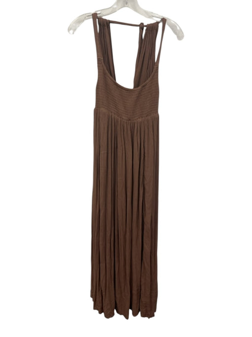 Free People Size Small Light Brown Rayon Sleeveless Gauze Smocked Cut Out Dress Light Brown / Small