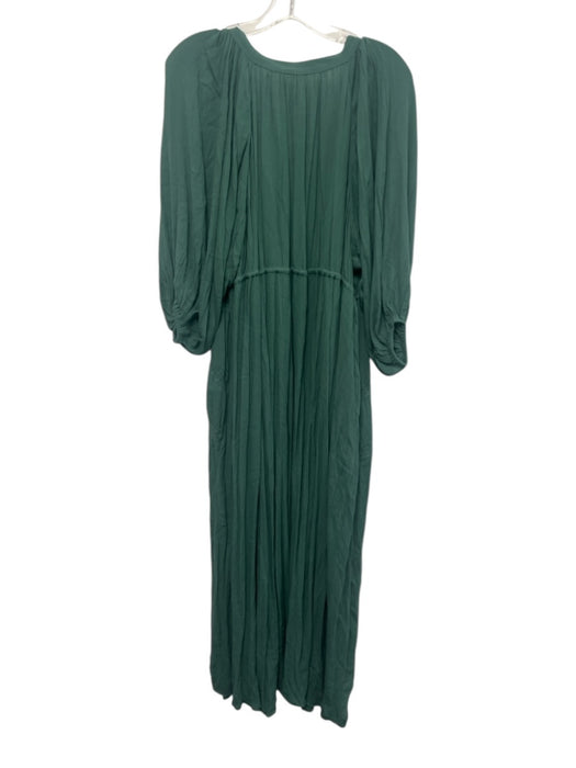 Free People Size XS Dusty Green Viscose Long Sleeve Gauze Lace Trim Dress Dusty Green / XS