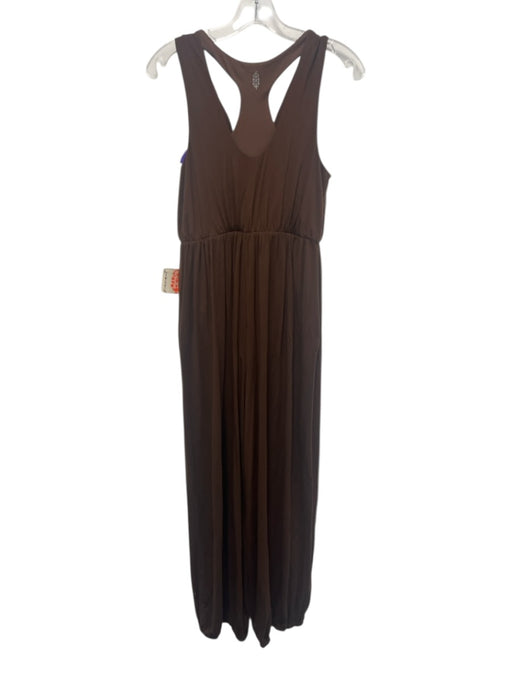 FP Movement Size Small Brown Lyocell Sleeveless Shelf Bra V Neck Jogger Jumpsuit Brown / Small