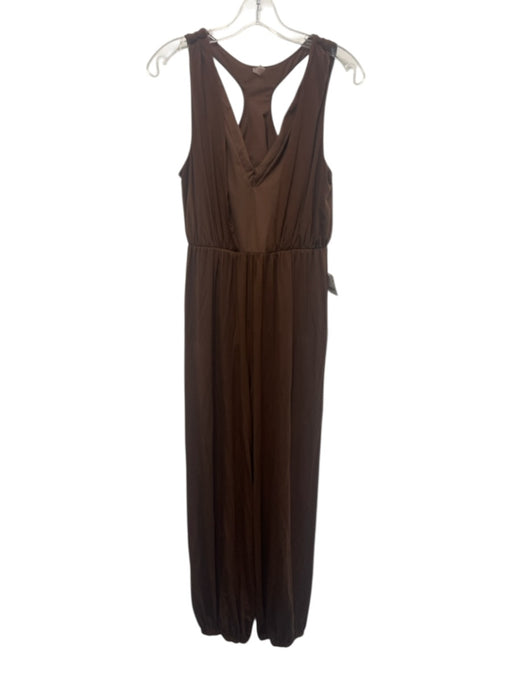 FP Movement Size Small Brown Lyocell Sleeveless Shelf Bra V Neck Jogger Jumpsuit Brown / Small
