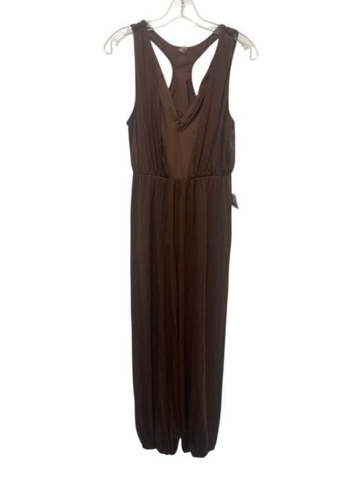 FP Movement Size Small Brown Lyocell Sleeveless Shelf Bra V Neck Jogger Jumpsuit Brown / Small