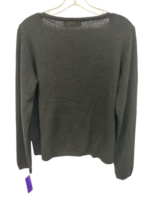 Free-est Size Medium Black Acrylic Blend Long Sleeve Knit Button Front Cardigan Black / Medium