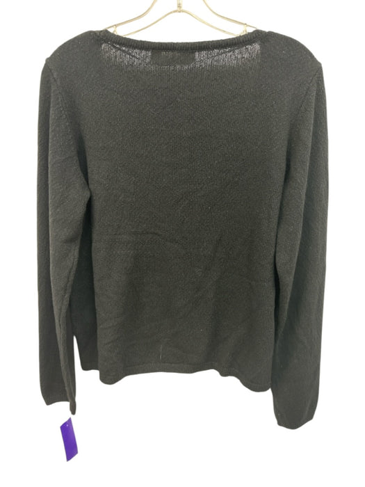 Free-est Size Medium Black Acrylic Blend Long Sleeve Knit Button Front Cardigan Black / Medium