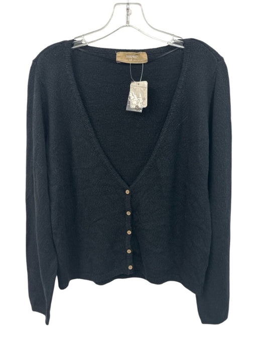 Free-est Size Medium Black Acrylic Blend Long Sleeve Knit Button Front Cardigan Black / Medium