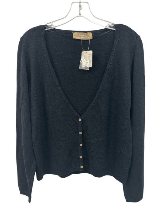 Free-est Size Medium Black Acrylic Blend Long Sleeve Knit Button Front Cardigan Black / Medium