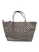 Tory Burch Gray & White Coated Canvas Top Handle Logo Gold Hardware Tote Bag Gray & White / Large