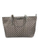 Tory Burch Gray & White Coated Canvas Top Handle Logo Gold Hardware Tote Bag Gray & White / Large