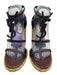 Saint Laurent Shoe Size 39.5 Brown & Beige Leather & Straw Ankle Strap Sandals Brown & Beige / 39.5