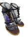 Saint Laurent Shoe Size 39.5 Brown & Beige Leather & Straw Ankle Strap Sandals Brown & Beige / 39.5