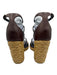 Saint Laurent Shoe Size 39.5 Brown & Beige Leather & Straw Ankle Strap Sandals Brown & Beige / 39.5