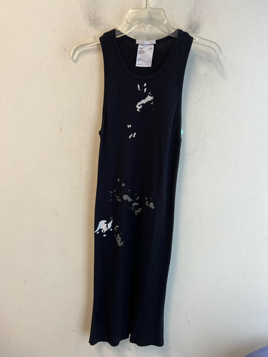 Helmut Lang Size Medium Black, White & Gray Cotton Ribbed Sleeveless Dress