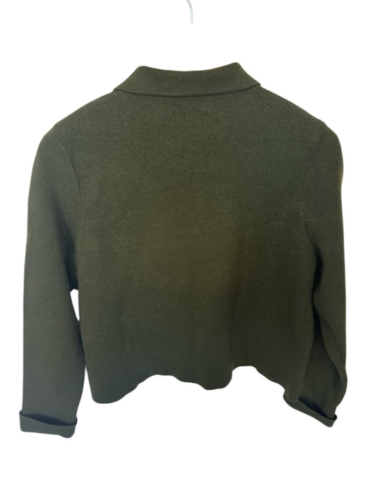 Sezane Size L Dark Green Wool Long Sleeve Button Down Front Pockets Jacket Dark Green / L