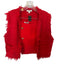 J. Crew Size L Red Cotton Blend Fringe Sleeveless Knit Mini Skirt Set Red / L
