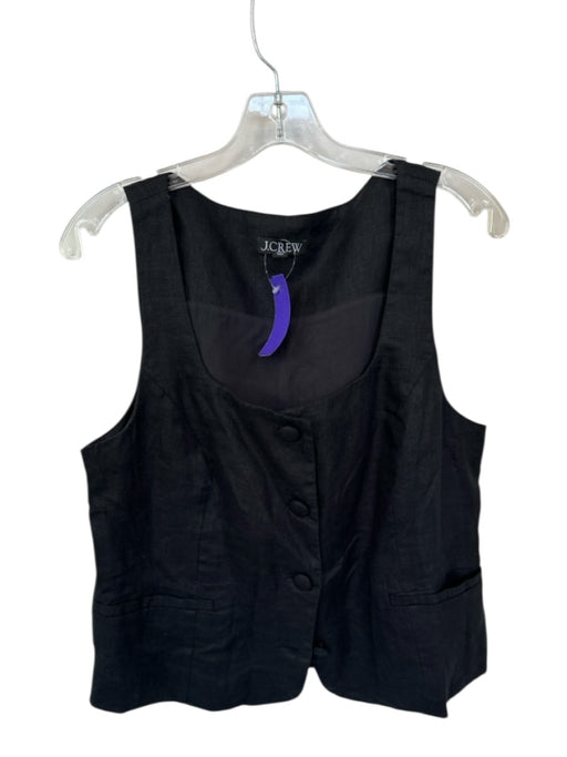 J. Crew Size 12 Black Linen Sleeveless Buttons Top Black / 12