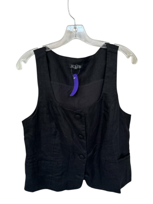 J. Crew Size 12 Black Linen Sleeveless Buttons Top Black / 12
