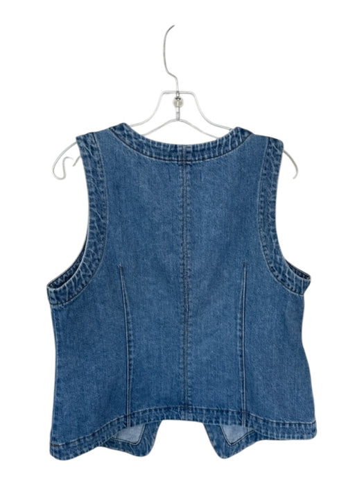Madewell Size 14 Med Light Wash Cotton Sleeveless Button Down Denim Top Med Light Wash / 14