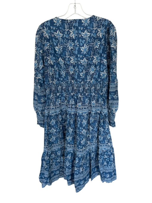 Sezane x Sea New York Size 10 Navy & Cream Cotton Long Sleeve Botanical Dress Navy & Cream / 10