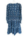 Sezane x Sea New York Size 10 Navy & Cream Cotton Long Sleeve Botanical Dress Navy & Cream / 10