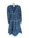 Sezane x Sea New York Size 10 Navy & Cream Cotton Long Sleeve Botanical Dress Navy & Cream / 10