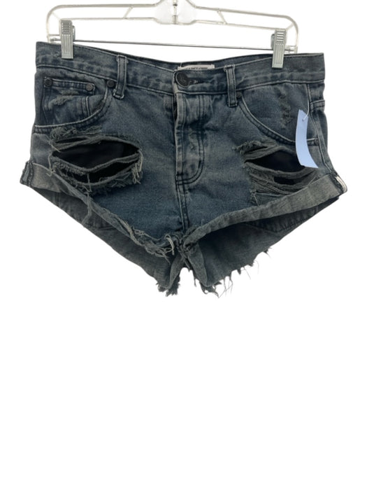 One Teaspoon Size 27 Dark Wash Cotton Button Fly Mini distressed Pockets Shorts Dark Wash / 27