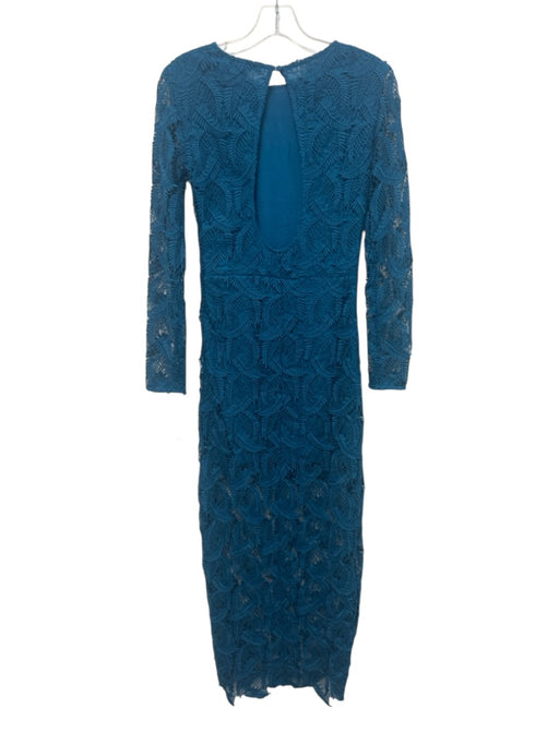 Maje Size 1 Teal Blue Polyester Botanical Lace Overlay Long Sleeve Dress Teal Blue / 1