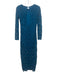 Maje Size 1 Teal Blue Polyester Botanical Lace Overlay Long Sleeve Dress Teal Blue / 1
