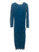 Maje Size 1 Teal Blue Polyester Botanical Lace Overlay Long Sleeve Dress Teal Blue / 1