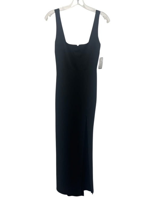 BHLDN Size 4 Black Polyester Blend Sleeveless Square Neck Front Slit Gown Black / 4