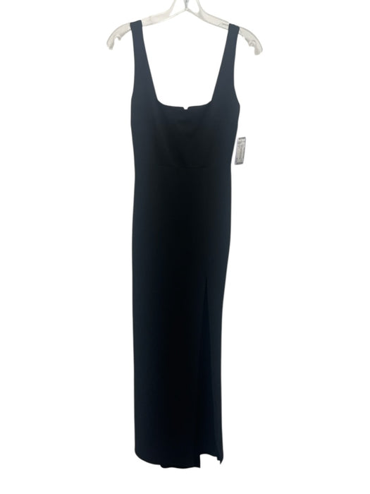 BHLDN Size 4 Black Polyester Blend Sleeveless Square Neck Front Slit Gown Black / 4