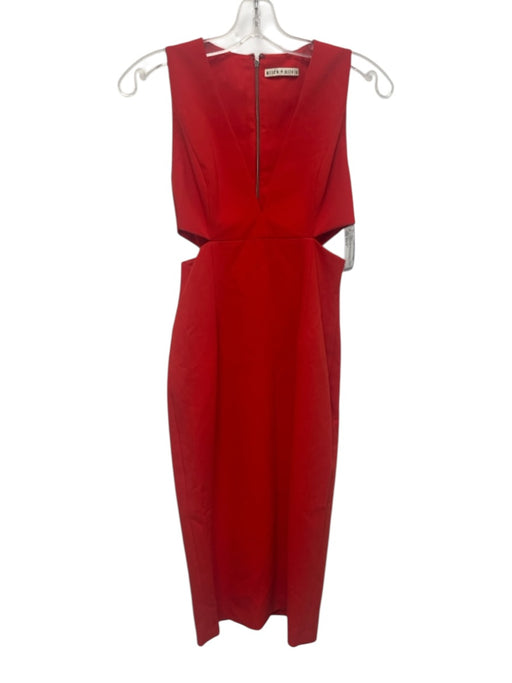 Alice + Olivia Size Est S Red Acetate Blend Sleeveless V Neck Cutout Dress Red / Est S