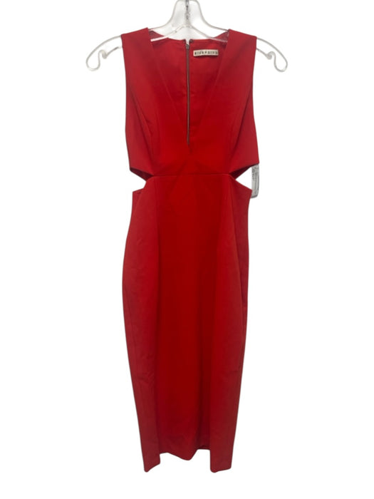 Alice + Olivia Size Est S Red Acetate Blend Sleeveless V Neck Cutout Dress Red / Est S