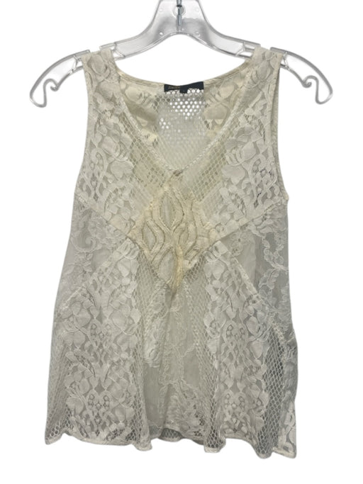Maje Size 1 Cream White Polyamide Blend Floral Lace Sleeveless V Neck Top Cream White / 1