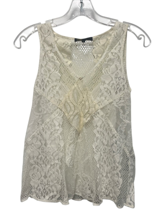 Maje Size 1 Cream White Polyamide Blend Floral Lace Sleeveless V Neck Top Cream White / 1