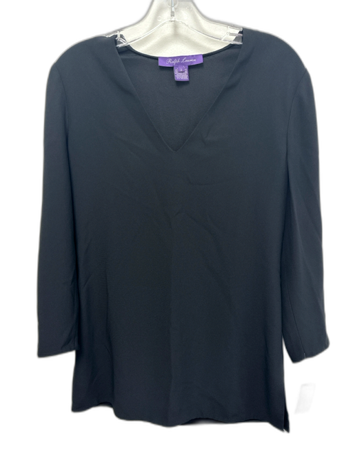 Ralph Lauren Size 2 Black Viscose & Acetate Long Sleeve V Neck Above knee Dress Black / 2