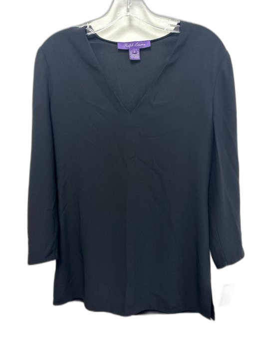 Ralph Lauren Size 2 Black Viscose & Acetate Long Sleeve V Neck Above knee Dress Black / 2