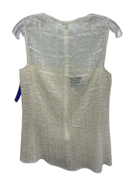 Akris Bergdorf Goodman Size 6 White Cotton & Viscose Sleeveless Lace Overlay Top White / 6