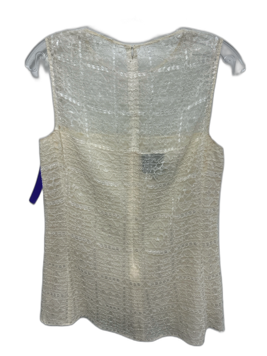 Akris Bergdorf Goodman Size 6 White Cotton & Viscose Sleeveless Lace Overlay Top White / 6