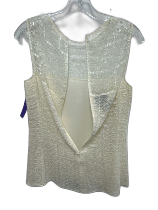 Akris Bergdorf Goodman Size 6 White Cotton & Viscose Sleeveless Lace Overlay Top White / 6