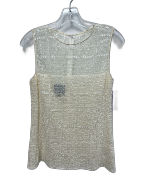 Akris Bergdorf Goodman Size 6 White Cotton & Viscose Sleeveless Lace Overlay Top White / 6