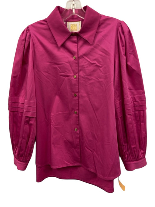 Emily McCarthy Size XS Hot pink Cotton Blend Long Balloon Sleeve Button Up Top Hot pink / XS