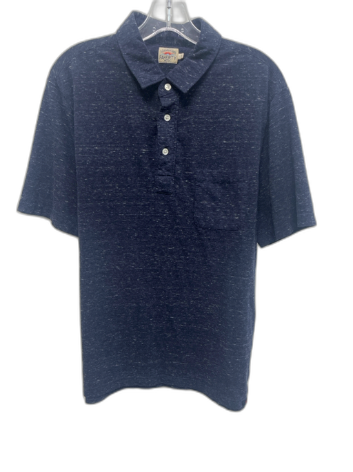 Faherty Size L Navy Blue & White Polo Men's Short Sleeve Navy Blue & White / L