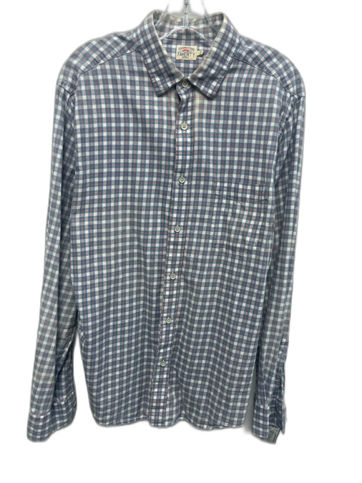 Faherty Size L Blue & Multi Cotton Plaid Button Down Men's Long Sleeve Shirt Blue & Multi / L