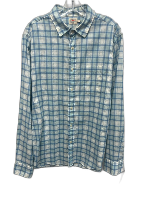 Faherty Size L Blue & Multi Cotton Plaid Button Down Men's Long Sleeve Shirt Blue & Multi / L