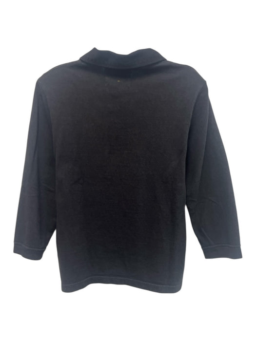 MHL. Size S Charcoal Black Cotton 3/4 Sleeve 1/2 Button Collared Fade/Wash Top Charcoal Black / S