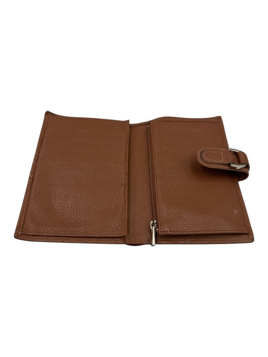 Longchamp Brown Leather Bi-Fold Button Close Buckle Wallets Brown