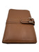 Longchamp Brown Leather Bi-Fold Button Close Buckle Wallets Brown