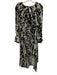 Marni Size 42 Blue, Green, White Viscose & Silk Long Sleeve Velvet Design Dress Blue, Green, White / 42