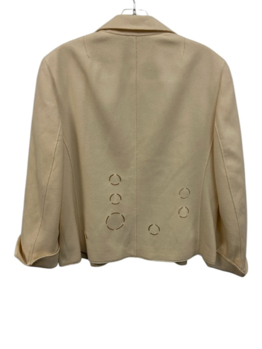 Akris Punto Size 10 Cream Wool & Angora Open Front Laser Cut Blazer Jacket Cream / 10