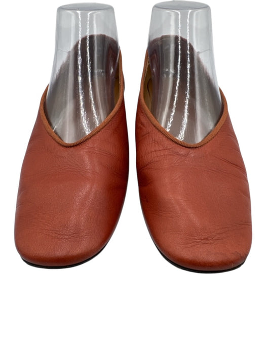 Le Monde Beryl Shoe Size 38 Rust Orange Leather Squarish Toe Slipper Flats Rust Orange / 38